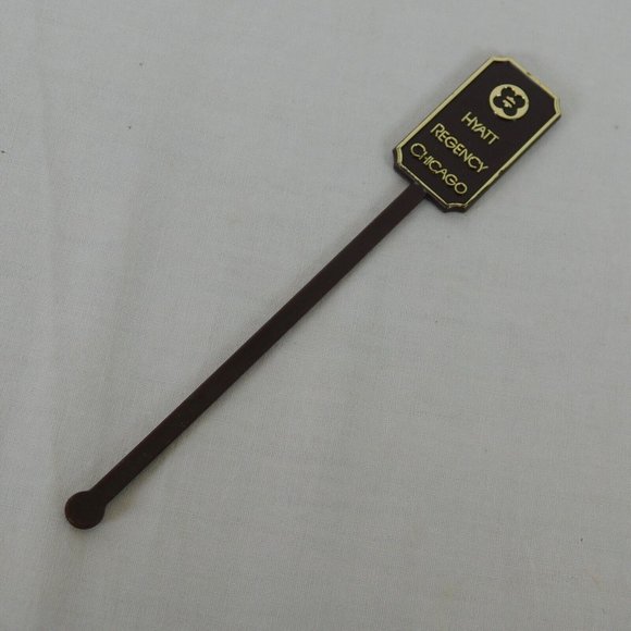 5 Hyatt Regency Chicago Swizzle Stick Drink Stirrer Spir-It USA Brown Plastic - Picture 5 of 12